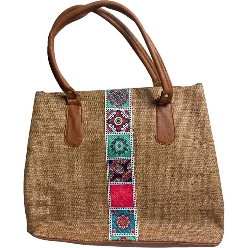 Brown Cream LargeTote Bag